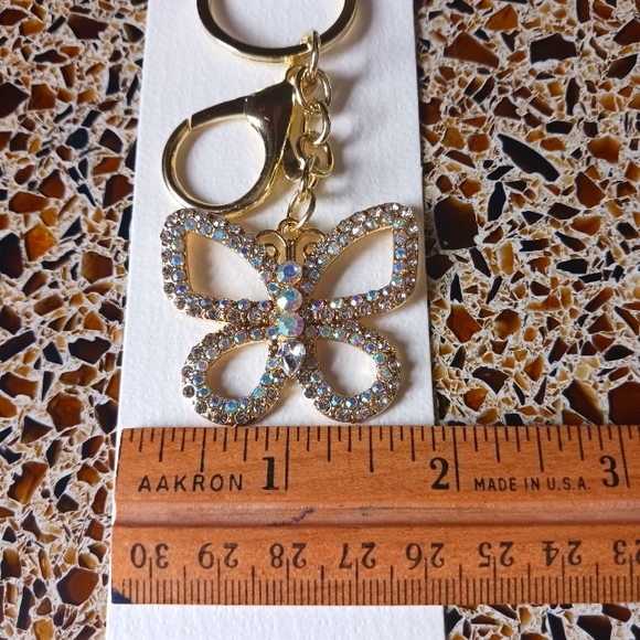 Gold Crystal Butterfly Keychain/Purse Charm NIP - Picture 5 of 6